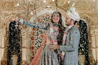 Surbhi Chandna And Karan Sharma Make For A Stunning Pair In Teal And Peach Ethnics