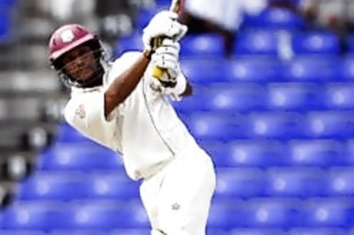 Sarwan hits six fours in a Test over