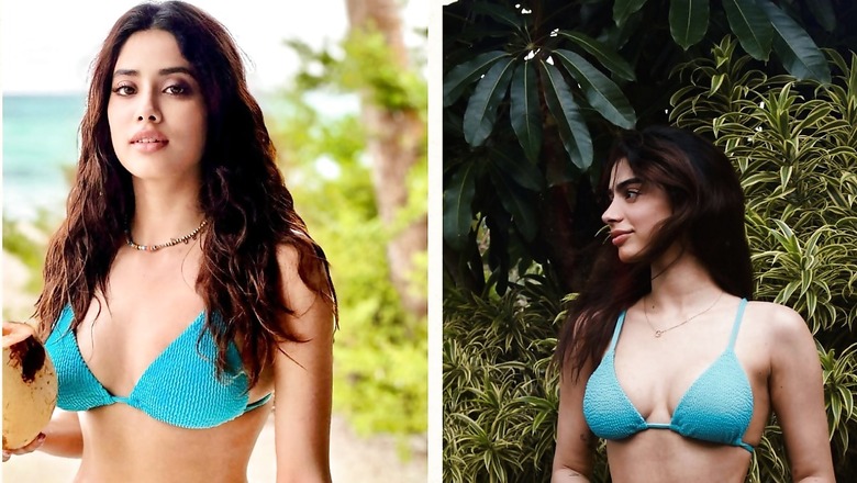 Janhvi Kapoor and Khushi Kapoor Set The Internet On Fire in the Same Aqua Bikini Top