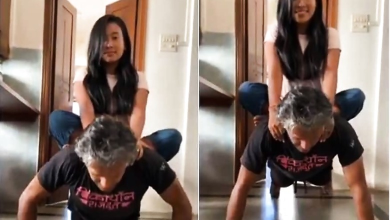 Milind Soman Does Push-ups with Wife Ankita Konwar Sitting on His Back, Watch Video