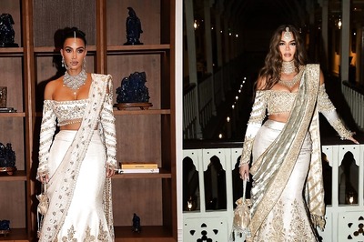 Kim And Khloe Kardashian Twin In Ivory Lehenga Set At Anant-Radhika's Wedding