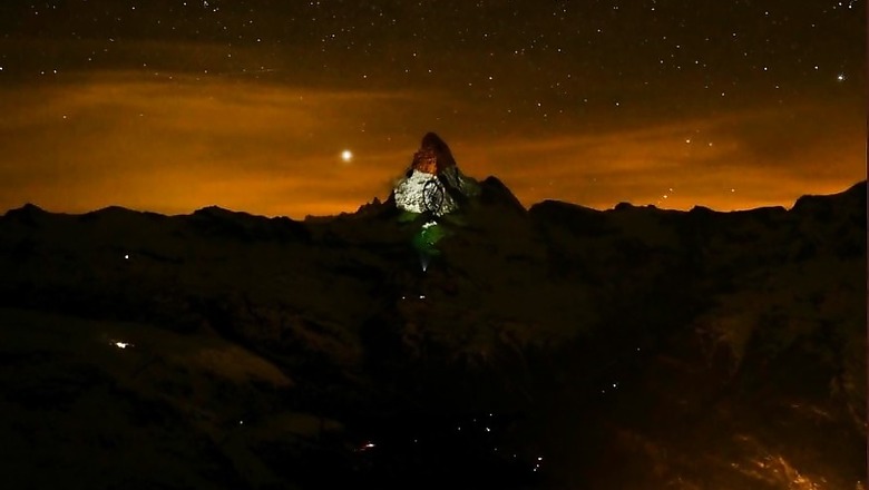 Indian Tricolour Projected onto Switzerland's Mighty Matterhorn to Send a Message of Hope