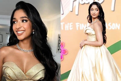 Maitreyi Ramakrishnan Oozed a Princess Aura in a Golden Gown at the Premiere of ‘Never Have I Ever Season 4’