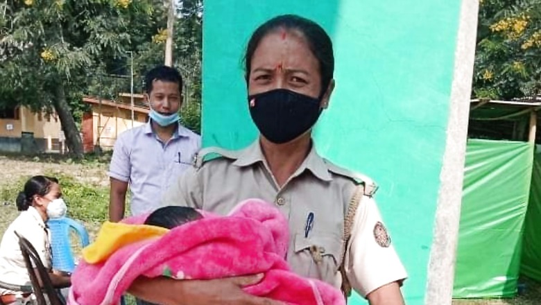 Assam Woman Constable Takes Care of Infant While Mother Writes TET