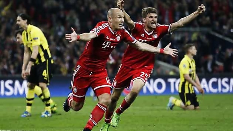 Robben strikes late as Bayern beat Dortmund to win Champions League