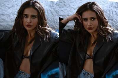 Sexy! Aisha Sharma Raises The Heat In Black Bralette And Leather Jacket; See Hot Photos