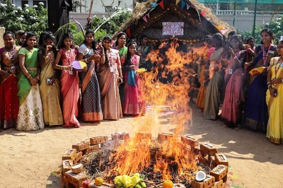 PM Modi, CM Yogi, Ramdev on Kites, 'Bhogi' with KCR's Daughter: In Visuals, India's Harvest Festivals