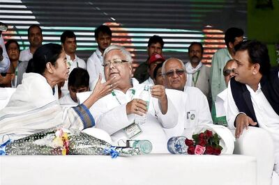 Lalu Leads Opposition Battle Cry Against BJP at Grand Rally in Patna