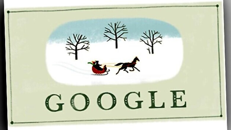 Google wishes Happy Holidays with a one-horse open sleigh doodle