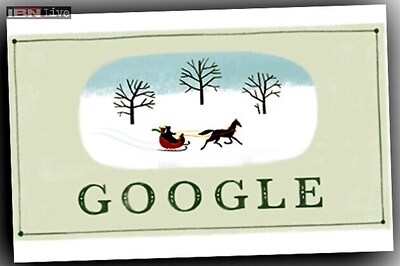 Google wishes Happy Holidays with a one-horse open sleigh doodle