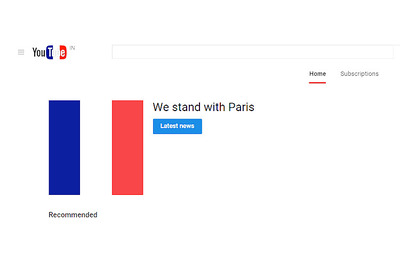 YouTube changes icon to show solidarity with Paris attack victims