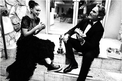 Joaquin Phoenix, Rooney Mara Enjoy Oscars Date Night Sitting at Restaurant Steps, See Pic