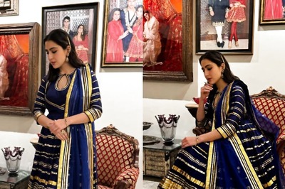 Sara Ali Khan Exudes Princess Vibes In Shades Of Blue And Gold For Sharmin Segal’s Reception; See Photos