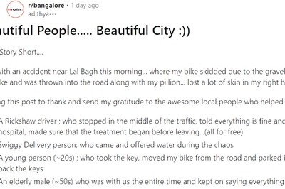 Bengaluru Biker’s 'Thank You Note' After Accident Is Winning Hearts