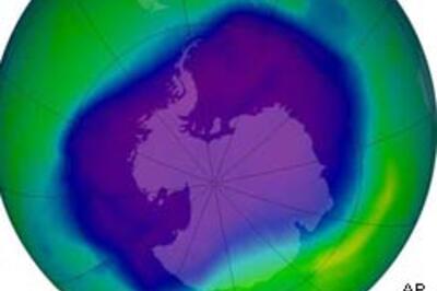 Ozone hole in Antarctic sets record