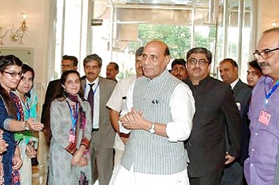 Rajnath, his Pak Counterpart Barely Shake Hands at SAARC Meet