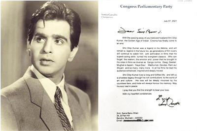 Dilip Kumar Was a Legend in His Lifetime, Will Remain So in Future: Sonia Gandhi