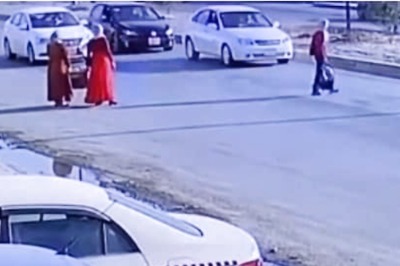 Narrow Escape For Reckless Pedestrian As Two Cars Collide, Watch Viral Video
