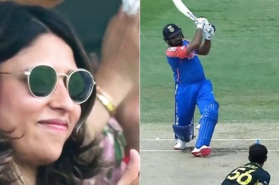 6, 6, 4, 6: Ritika Sajdeh All Smiles as Rohit Sharma Smashes 29 Runs in Mitchel Starc's Over - WATCH