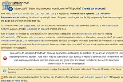 Wikipedia bans US Congress IP address from making 'disruptive' edits