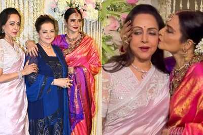 Rekha And Hema Malini Hug Each Other, Pose With Saira Banu At Ira Khan's Reception | Watch Viral Video