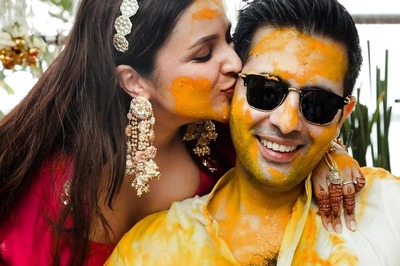 Raghav Chadha Blushes as Parineeti Chopra Kisses Him in UNSEEN Haldi Pics; See Here