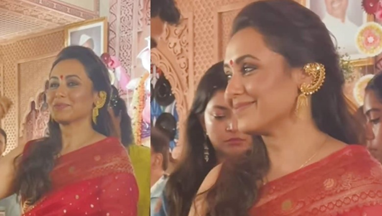 Watch: Rani Mukerji Dazzles In A Stunning Red Saree At Durga Puja Pandal