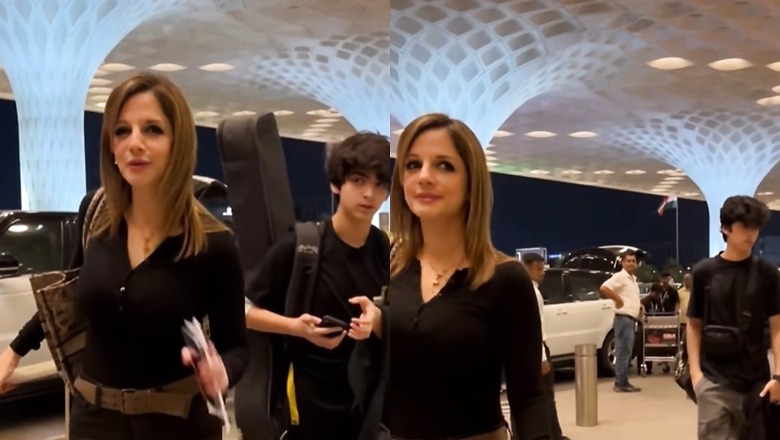 Sussanne Khan Twin In Black With Sons Hridaan And Hrehaan , Get Papped at Airport; Watch