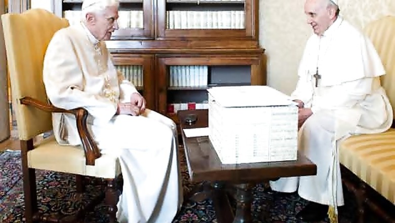 Pope Francis meets Benedict, tells him 'we're brothers'