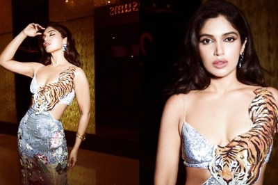 Sexy! Bhumi Pednekar Exudes Elegance In A Shimmery Tiger Printed Low Neck Cut-Out Gown