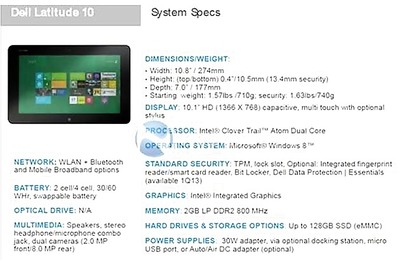Dell Latitude 10, first Windows 8 tablet shows up