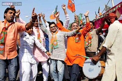 In pics: BJP supporters celebrate party's performance in Haryana, Maharashtra