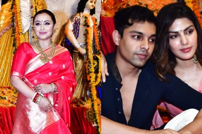 Rani Mukerji Stuns In Red; Rhea Chakraborty, Showik Make Rare Joint Appearance At Durga Puja Pandal