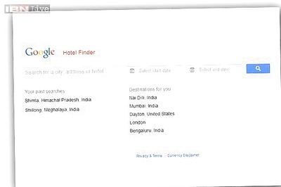 Google Hotel Finder lets travellers search, compare and book hotels