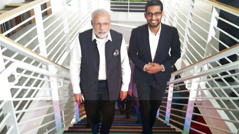 Prime Minister Narendra Modi meets Google, Facebook