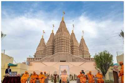 Holy Water from Ganga and Yamuna, Sandstone from Rajasthan for First Hindu Stone Temple in Abu Dhabi