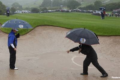 Ryder Cup: Europe gains control on rain-hit day