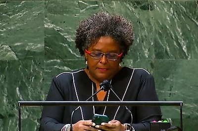 GLIMPSES: Phone In Hand, Barbados PM Dials Into Issues At UN