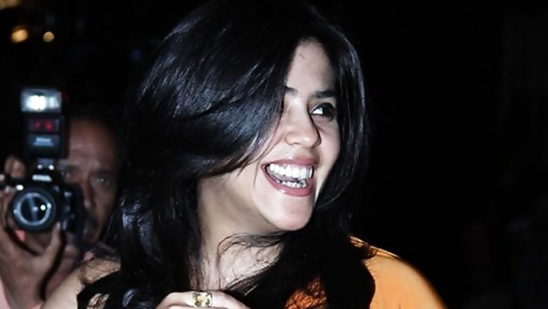 Snapshot: Ekta Kapoor's fashion 'facepalm' moment in a yellow-magenta saree gown