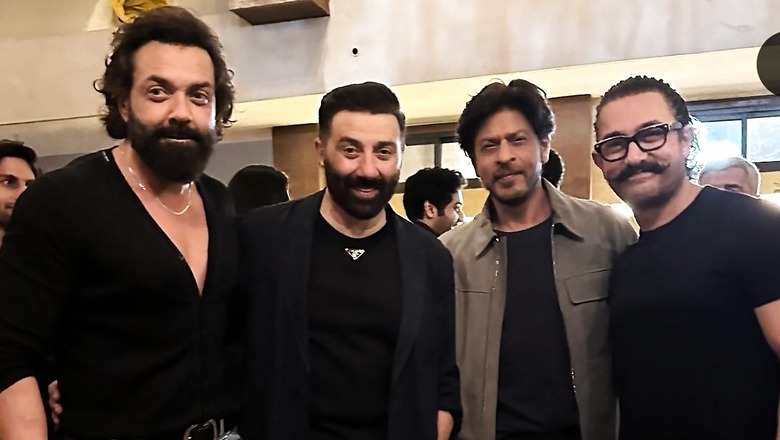 SRK And Aamir Khan Pose With Brothers Sunny Deol, Bobby Deol At Gadar 2 Success Bash; See Viral Photos
