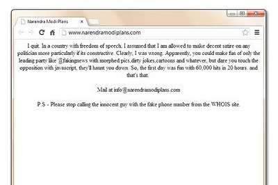 After '60,000 views in 20 hours' narendramodiplans.com taken down