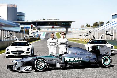 Lewis Hamilton unveils 2013 Mercedes car