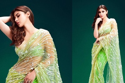 Mouni Roy Exudes Dazzling Beauty in a Sheer Pastel Green Saree; See Photos