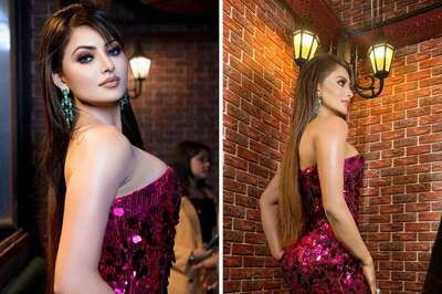 Urvashi Rautela Looks Oh-so-fab In Sequinned Fuschia Pink Off-shoulder Dress