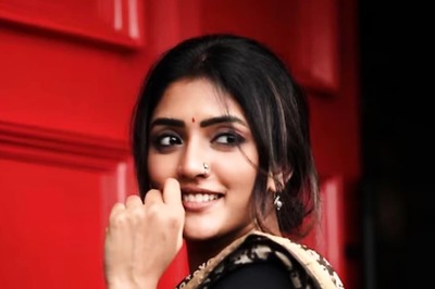 Actress Eesha Rebba Exudes Elegance In Black And Golden-printed Saree