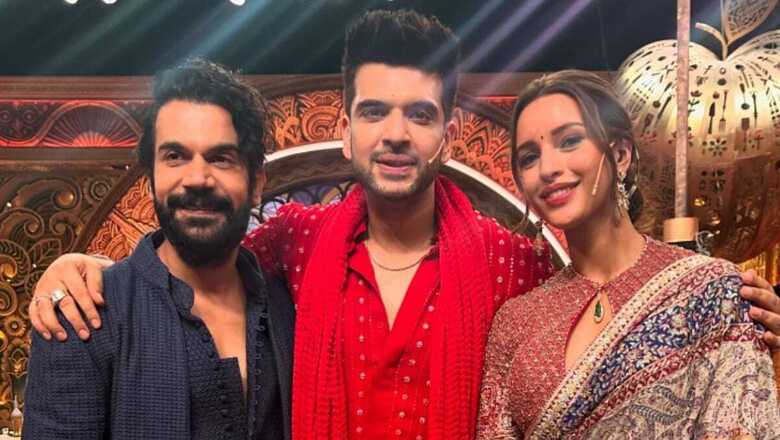 Karan Kundrra Poses With Vicky Vidya Ka Woh Wala Video Stars Rajkummar Rao, Triptii Dimri