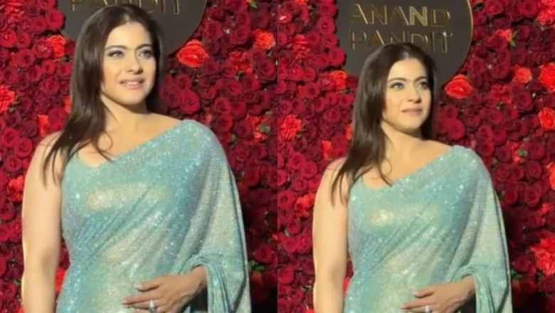 Kajol Wears Her Million Dollar Smile As She Attends A B’day Bash In A Blue Sequin Sari; Watch