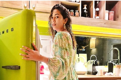 Mira Rajput Poses in Floral Green Dress in Front of Matching Green Fridge, Looking for Refreshments