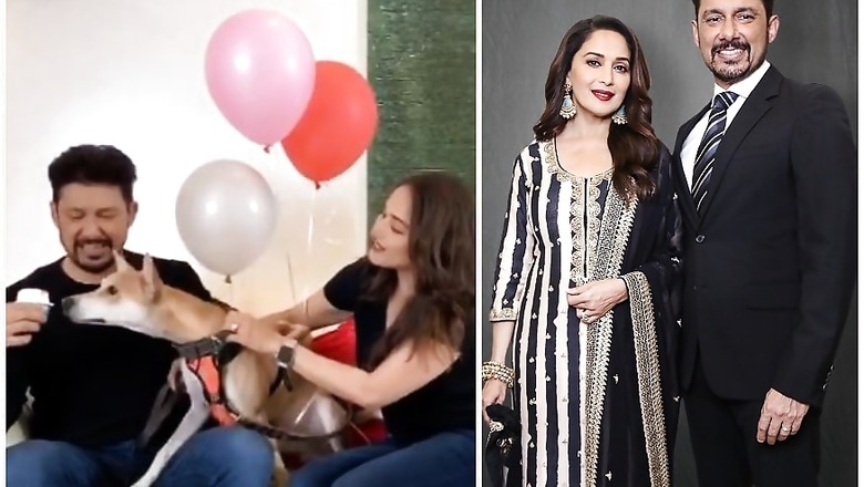 Madhuri Dixit Wishes Husband Dr Nene on Birthday with Cupcake, Balloons and Her Pet Dog