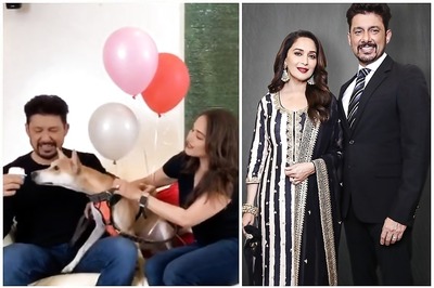 Madhuri Dixit Wishes Husband Dr Nene on Birthday with Cupcake, Balloons and Her Pet Dog